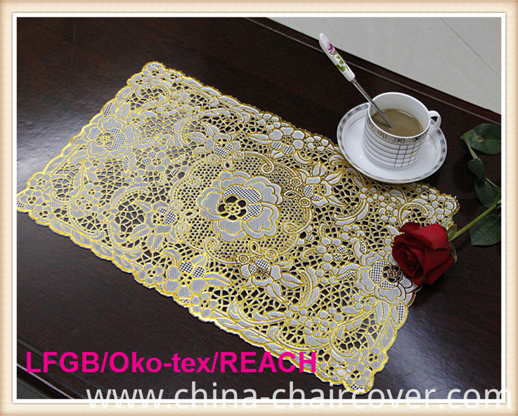 PVC Lace Placemat Coated Gold & Silver/Crochet Doilies